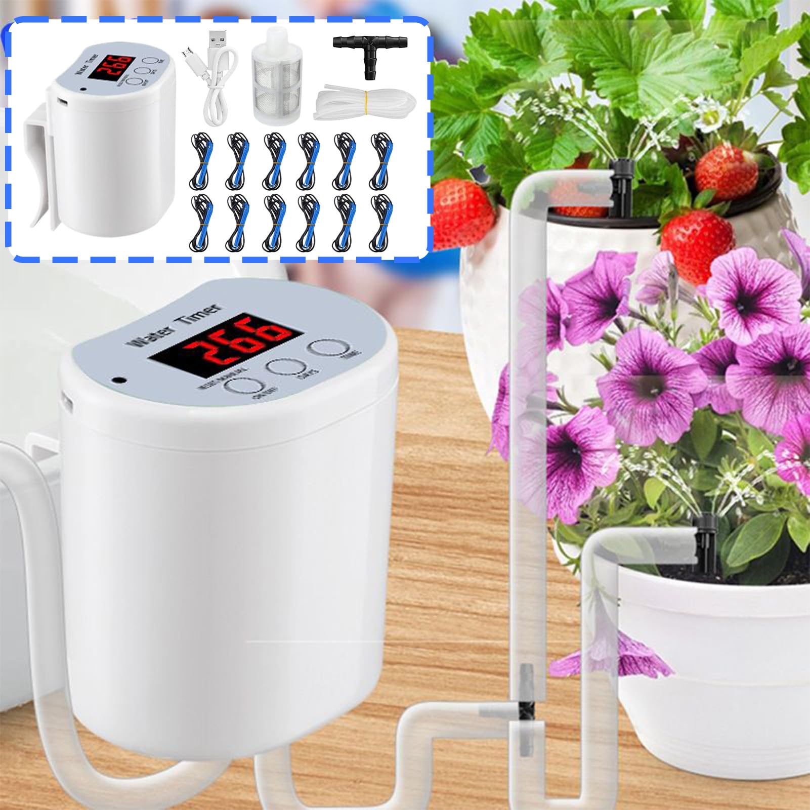 Automatische Bewässerung für Pflanzen, intelligenter Schutz gegen Abschaltung | Automatische Bewässerungsgeräte für Pflanzen, für Urlaub, Büro, Haus, Garten, Gewächshaus, Balkon, Hof