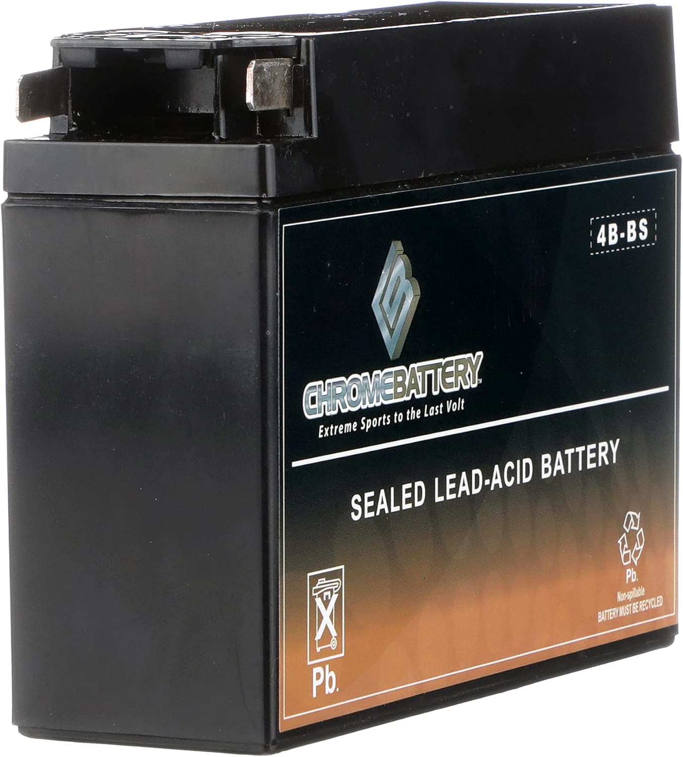 CB CHROMEBATTERY 4B-BS Maintenance-Free 12V 2Ah Battery Replacement for ATV, Motorcycle, Jet Skis, Scooter, UTV, and More - Tab Terminal