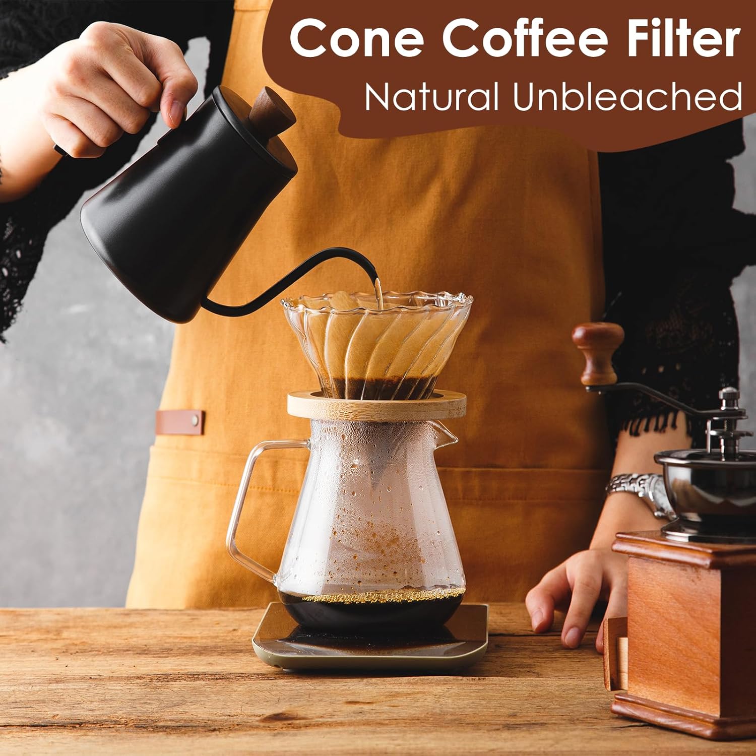 1000 Count Coffee Filters #2, Unbleached Cone Coffee Filters 2, Disposable Natural Paper Filters 2-4 Cup, 02 Cone Filters for Pour Over and Drip Coffee Maker