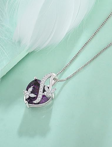Miniatura 5 de Vesitim Colgante de corazón infinito de plata de ley 925, collar de mariposa para mujer, regalo de joyería con piedra natal de circonita cúbica