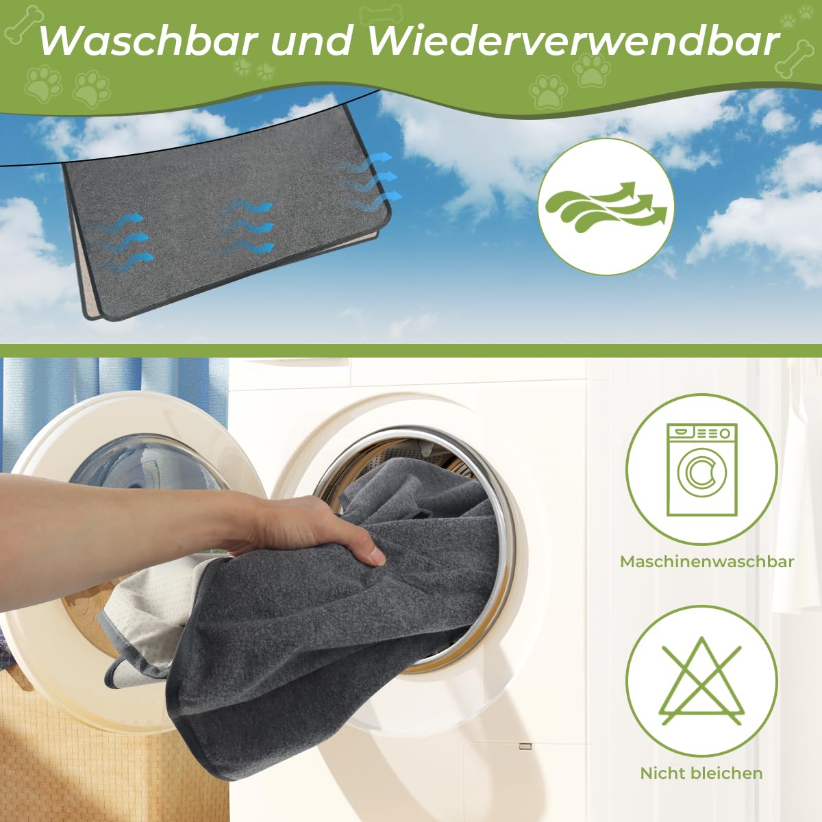 Empapadores para Perros Pequeños, 122 cm x 122 cm Almohadillas de Entrenamiento Lavables para Perros, Reutilizables, Antideslizantes, Superabsorbentes, Almohadillas para Cachorros, Gatitos, Cobayas