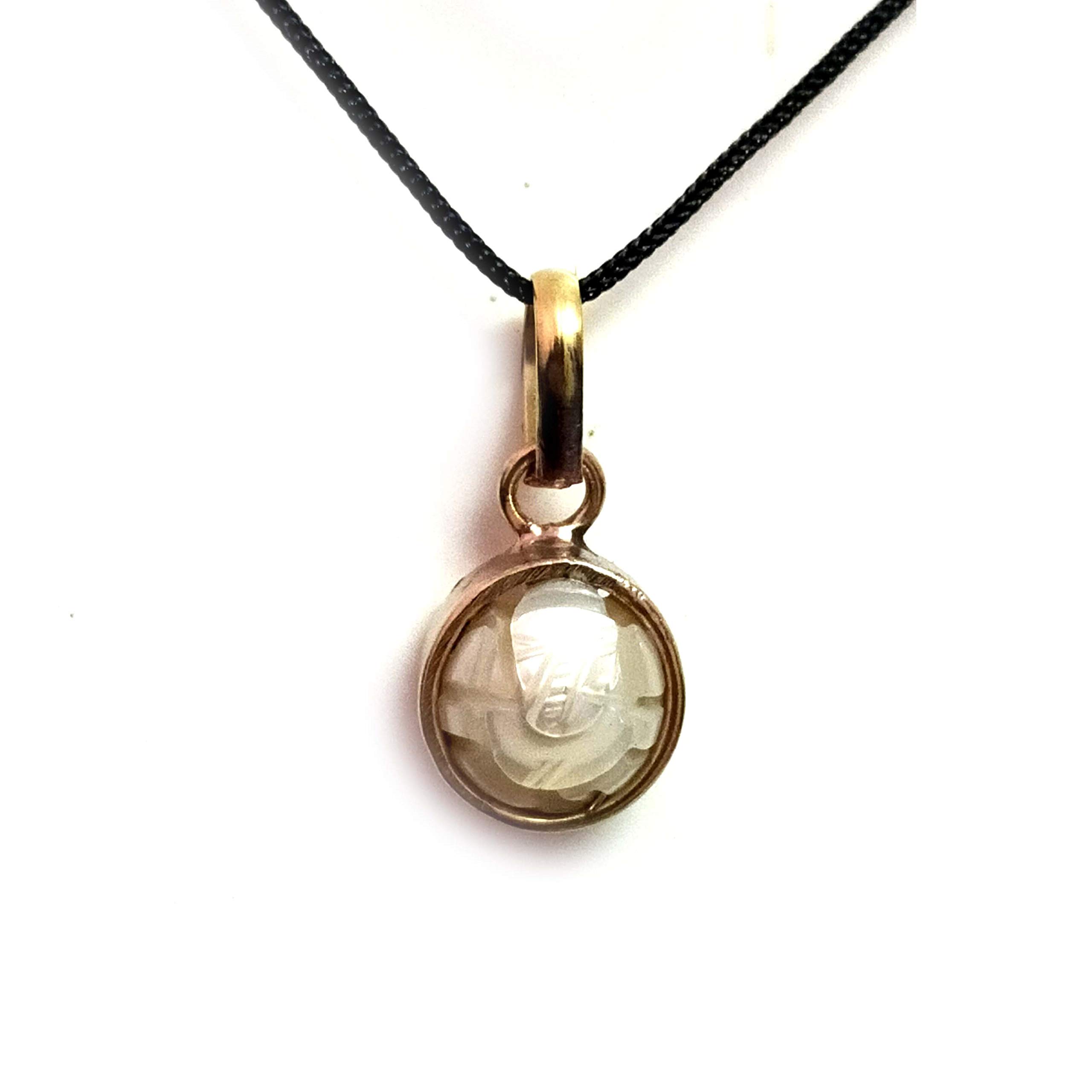 Hand Carved Moti Pearl God Ganesh Ji Brass Round Pendant For Men And Women-image-17