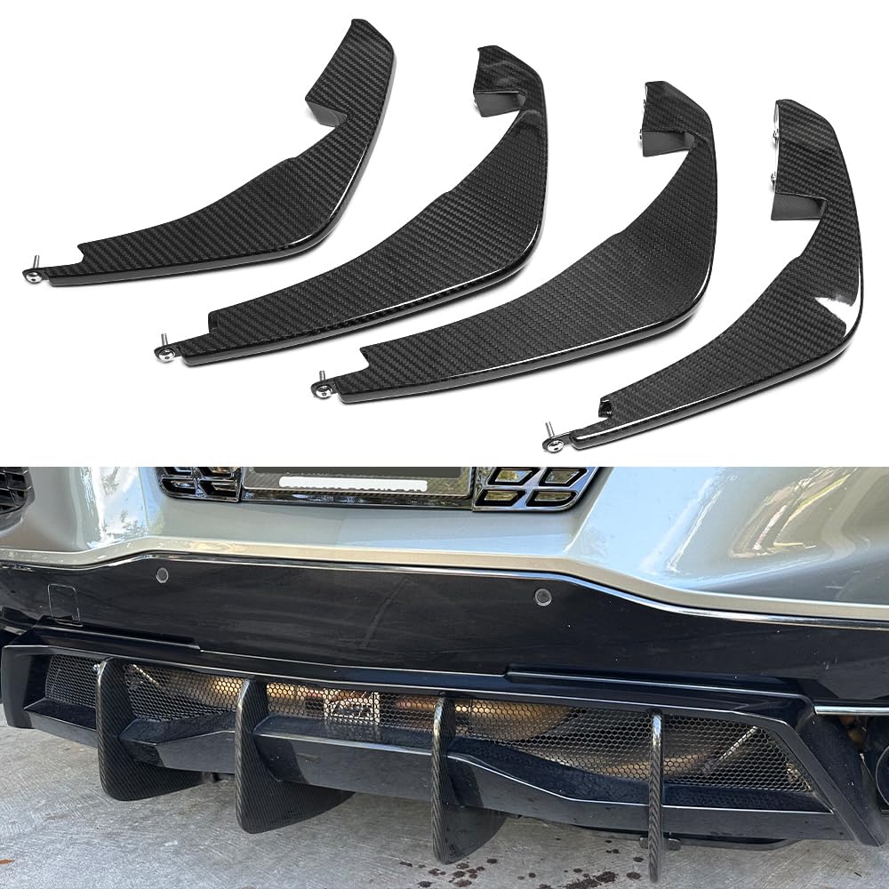 Car Rear Bumper Splitter Fin Air Diffuser for Corvette C8 Z51 ZR1 Stingray Coupe HTC 2020 2021 2022 2023 2024, NOT for Z06, Genuine Carbon Fiber Lower