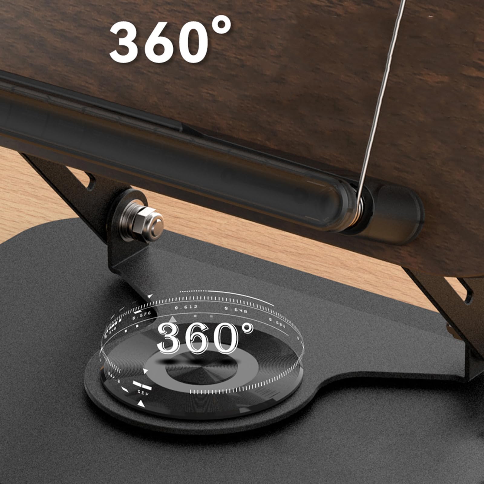 Soporte plegable ajustable para laptop, soporte de lectura giratorio de 360 grados con clip de resorte para portátiles, tabletas, elevadores de cuadernos