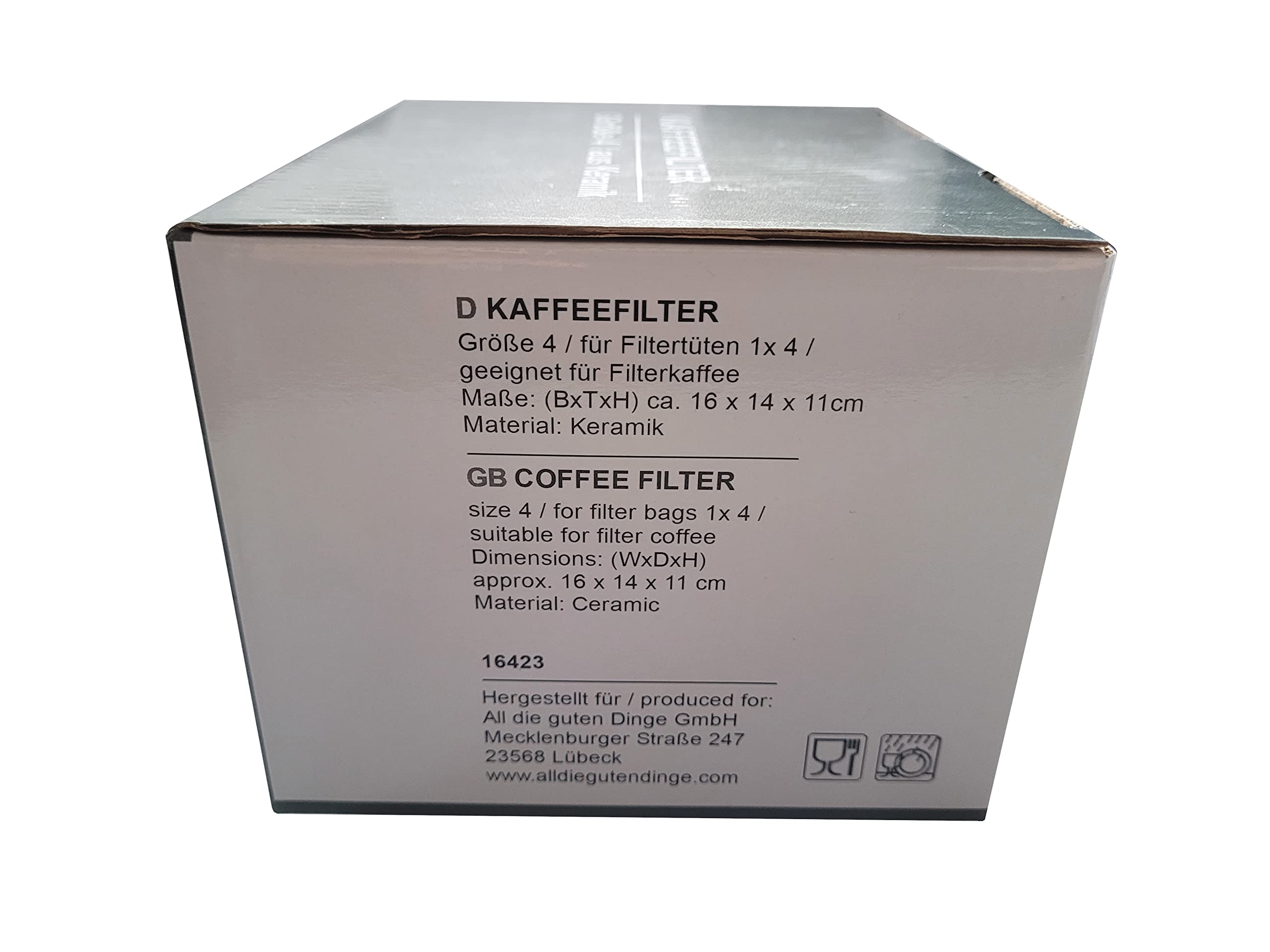 Porzellan Kaffee Filter 1x4 1 Loch Kaffeeefilter Permanent, Weiß