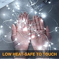 Vista 2 de Paquete de 24 luces de hadas que funcionan con pilas [3 modos], 2,1 metros, 20 luces LED mini centelleantes, impermeables, con alambre plateado