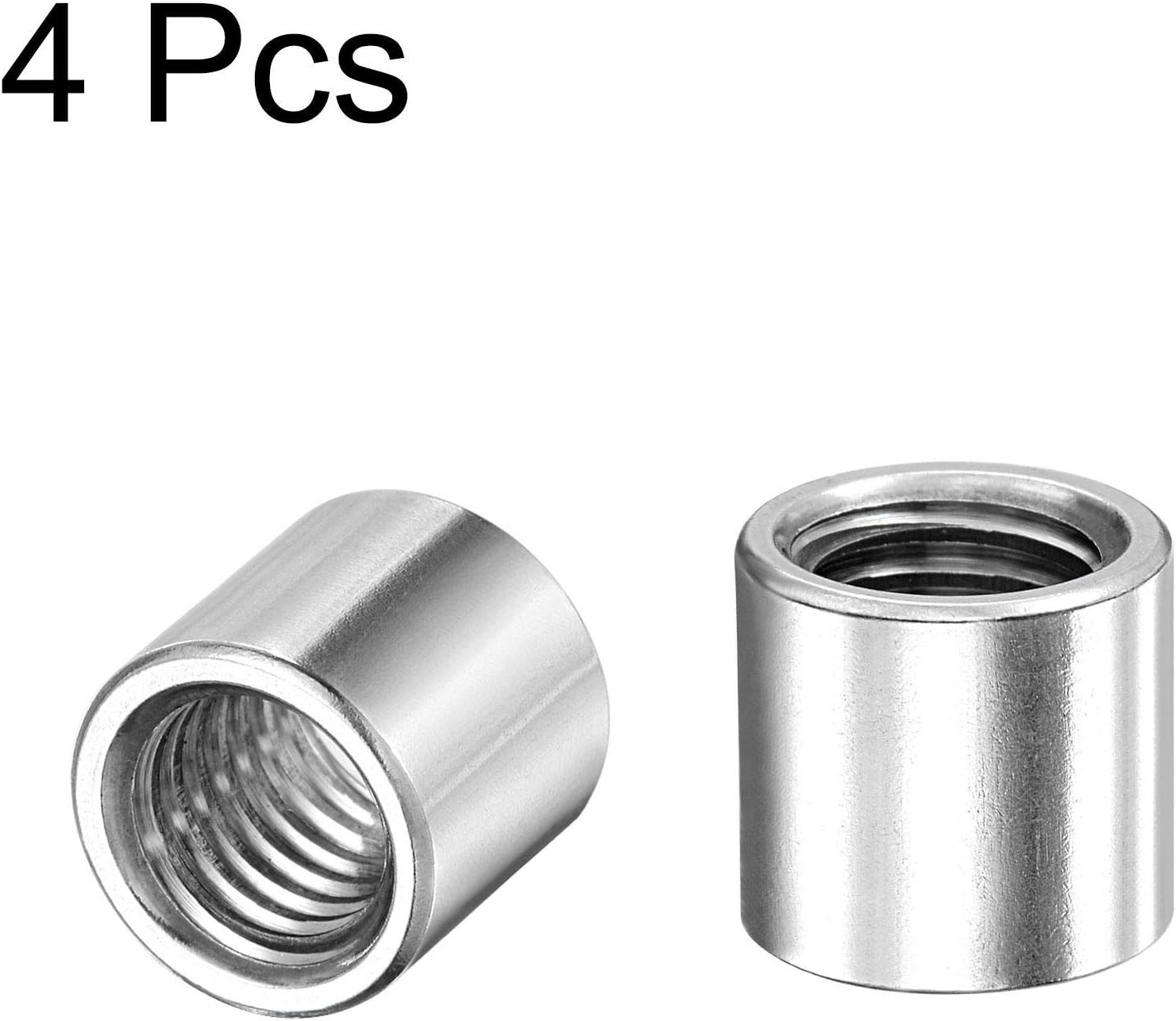 sourcing map Round Weld Nuts, M10 x 14mm x 13mm Weld On Bung Female Nut Threaded - 201 Stainless Steel Insert Weldable 4pcs - Image 4