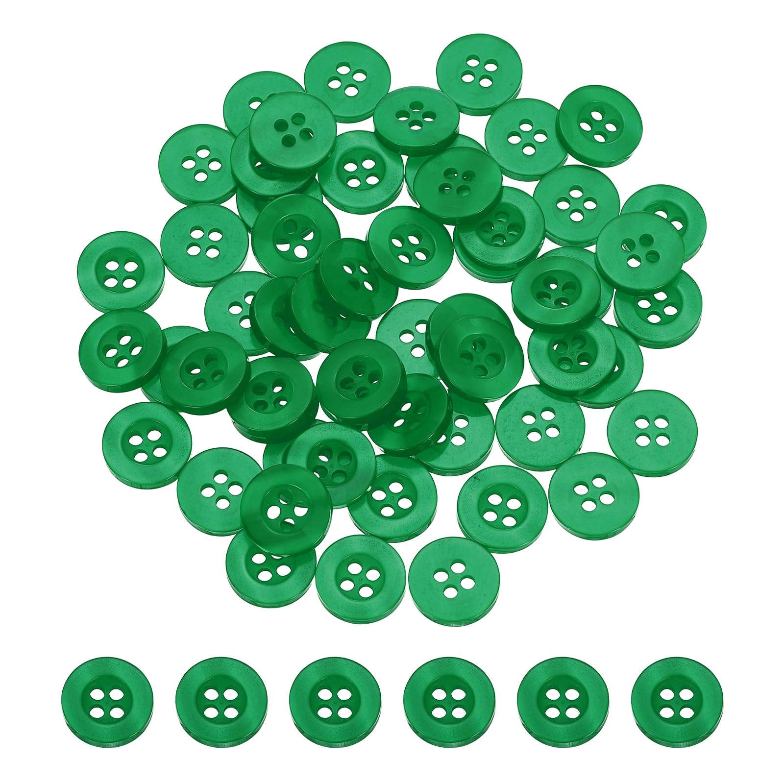 sourcing map 150Pcs Sewing Buttons (15/32") 11.5mm Resin Round 4-Hole Green