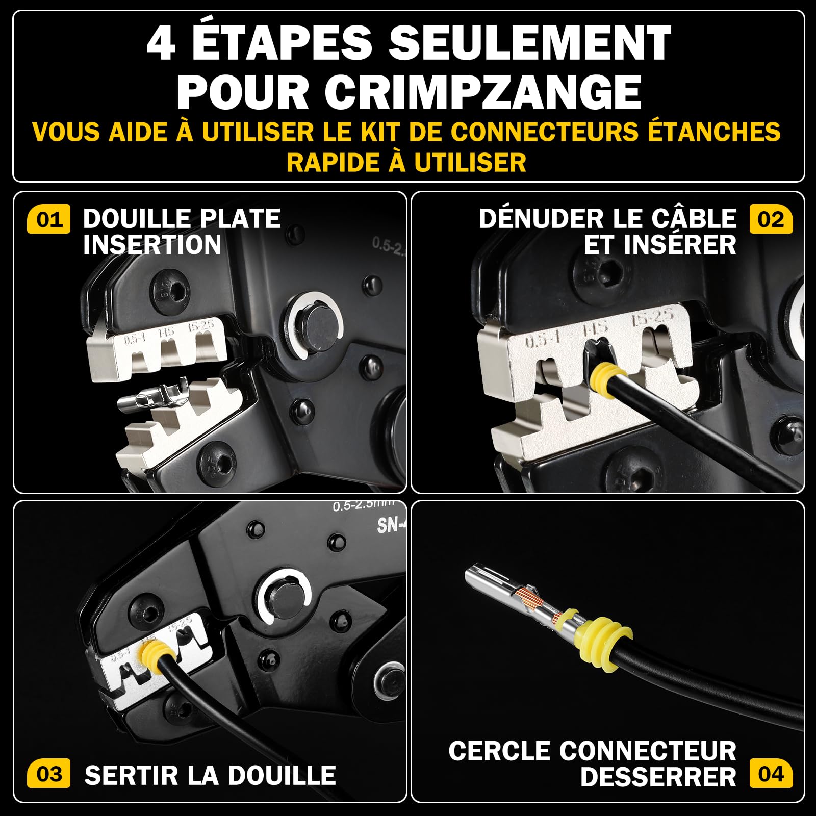 moveland Connecteur Automobile 808PCS - Connecteur Électrique Automobile Rapide 1/2/3/4/5/6 Pôles avec Pince à Sertir - Compatible Voiture, Camion, Moto (Diamètre de Câble: 1,5 mm², 300 V, 12 A)