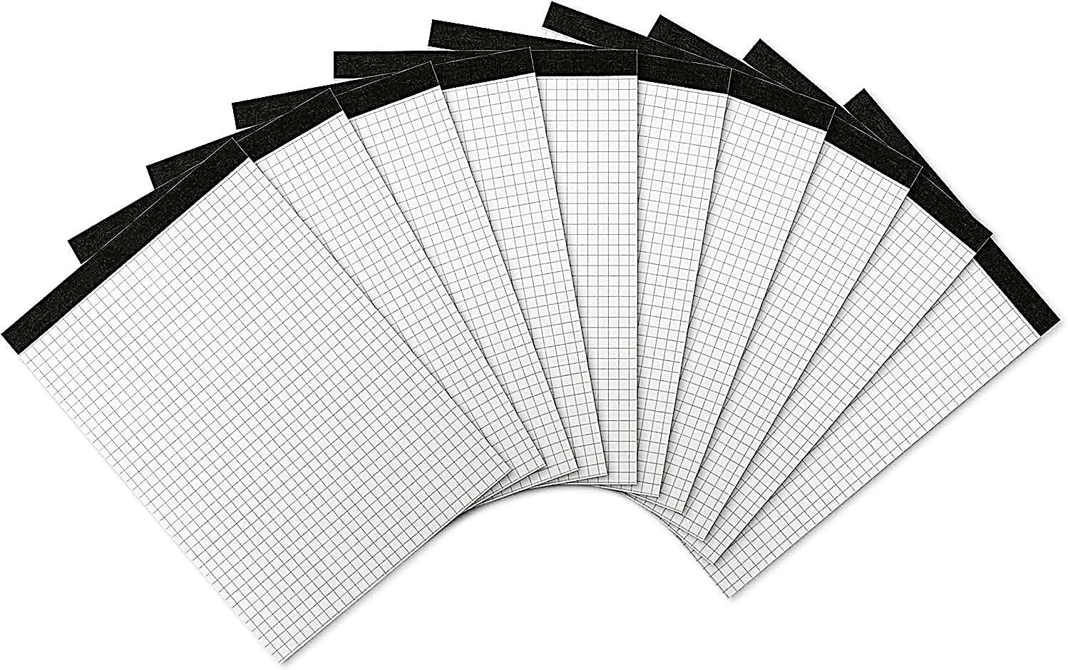 Landre 100050636 Notepad Without Cover DIN A5 (50 Sheets of 60 g/m² Squared, Fine Wood-Free Note Paper, Grey Spine-Lined, Perforated) Pack of 10