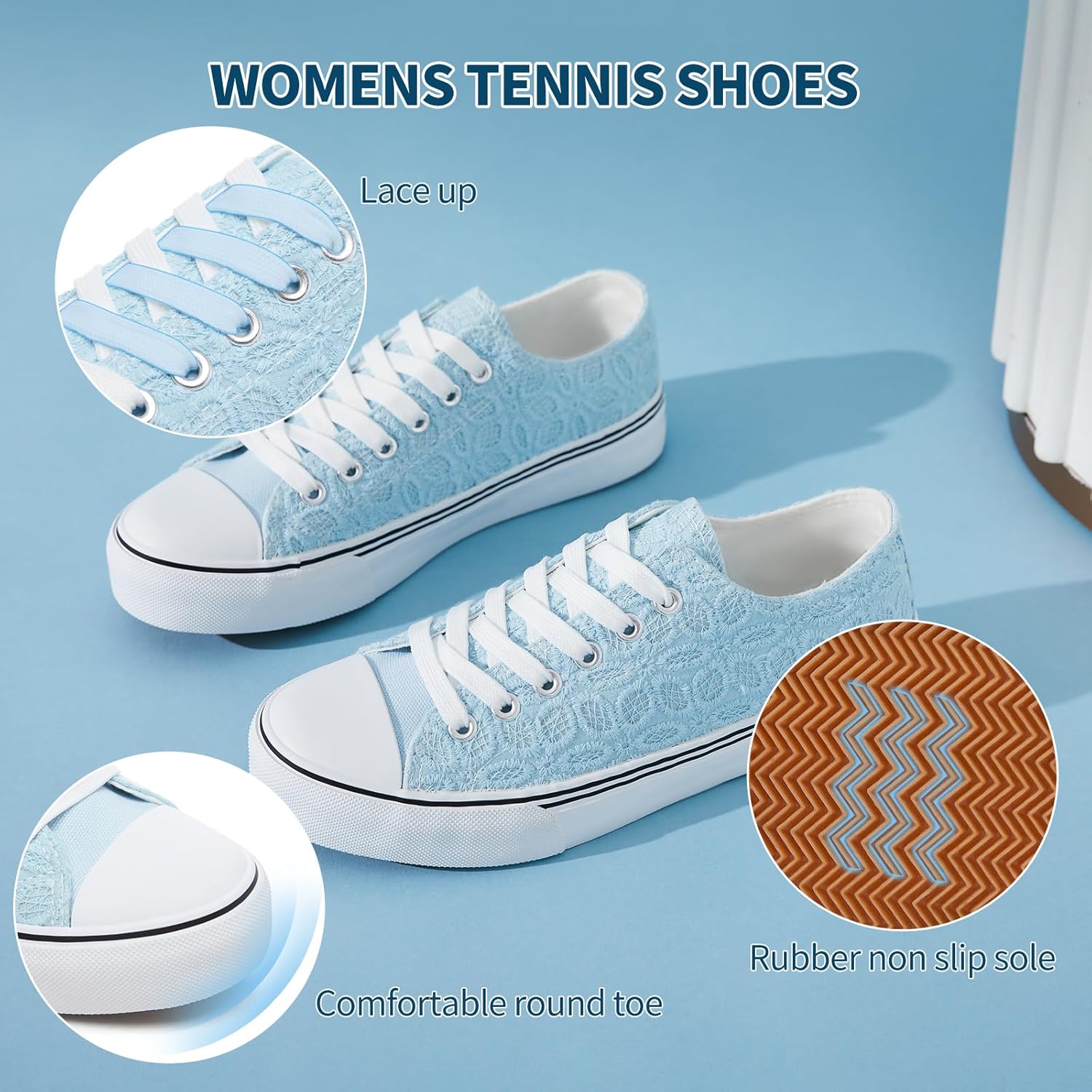 HYPOCRUTE Womens White Tennis Shoes Embroidered Flower Low Top Women Canvas Shoes Women’s Fashion Sneakers - Image 6