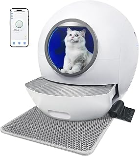 KungFuPet Self-Cleaning Cat Litter Box, Automatic Cat Litter Box for Multi Cats, Extra Large Smart Litter Box with Mat & Liner, APP Control/Safety Protection/Odor Removal [Upgrade Version]