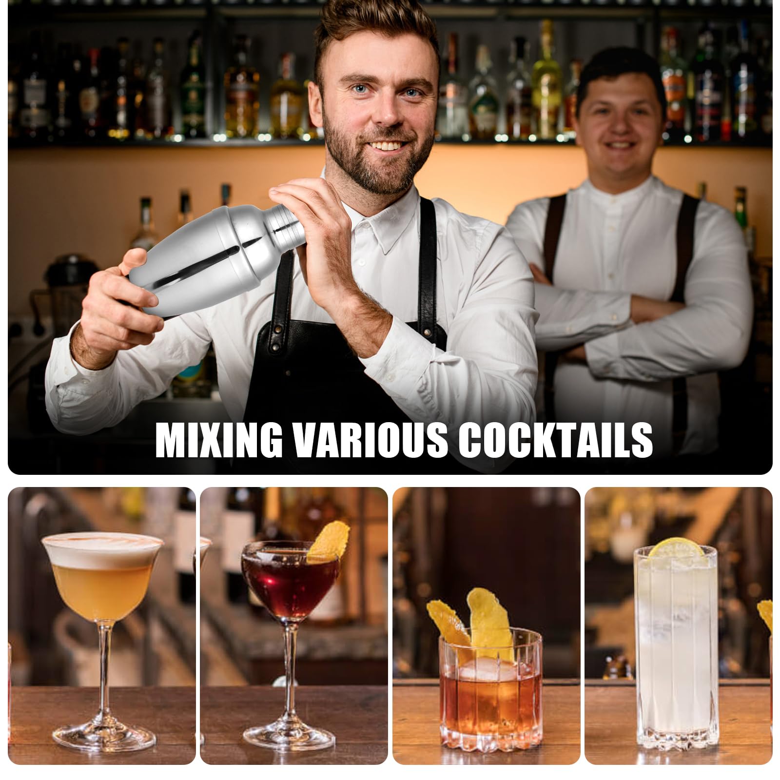 6 mini cocteleras, coctelera de cóctel, mini coctelera de martini de acero inoxidable, coctelera con colador, para bar tender, coctelera de bebidas, coctelera de espresso, para bar, fiesta, hogar,
