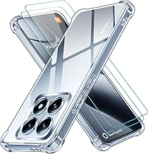 ivoler 3-in-1 Clear Case for Xiaomi 14T Pro, 1 Mobile Phone Case with 2 Pieces Tempered Glass Protection Glass, Transparent Shockproof Protective Case Thin Soft TPU Silicone Transparent