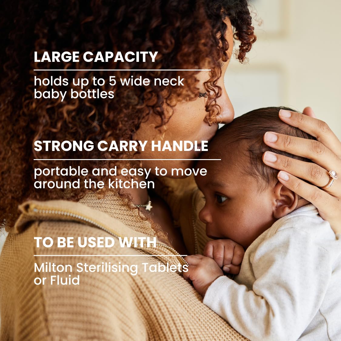 MILTON Combi Microwave Or Cold Water Steriliser in White – Fits Five Wide Neck Bottles of Any Brand