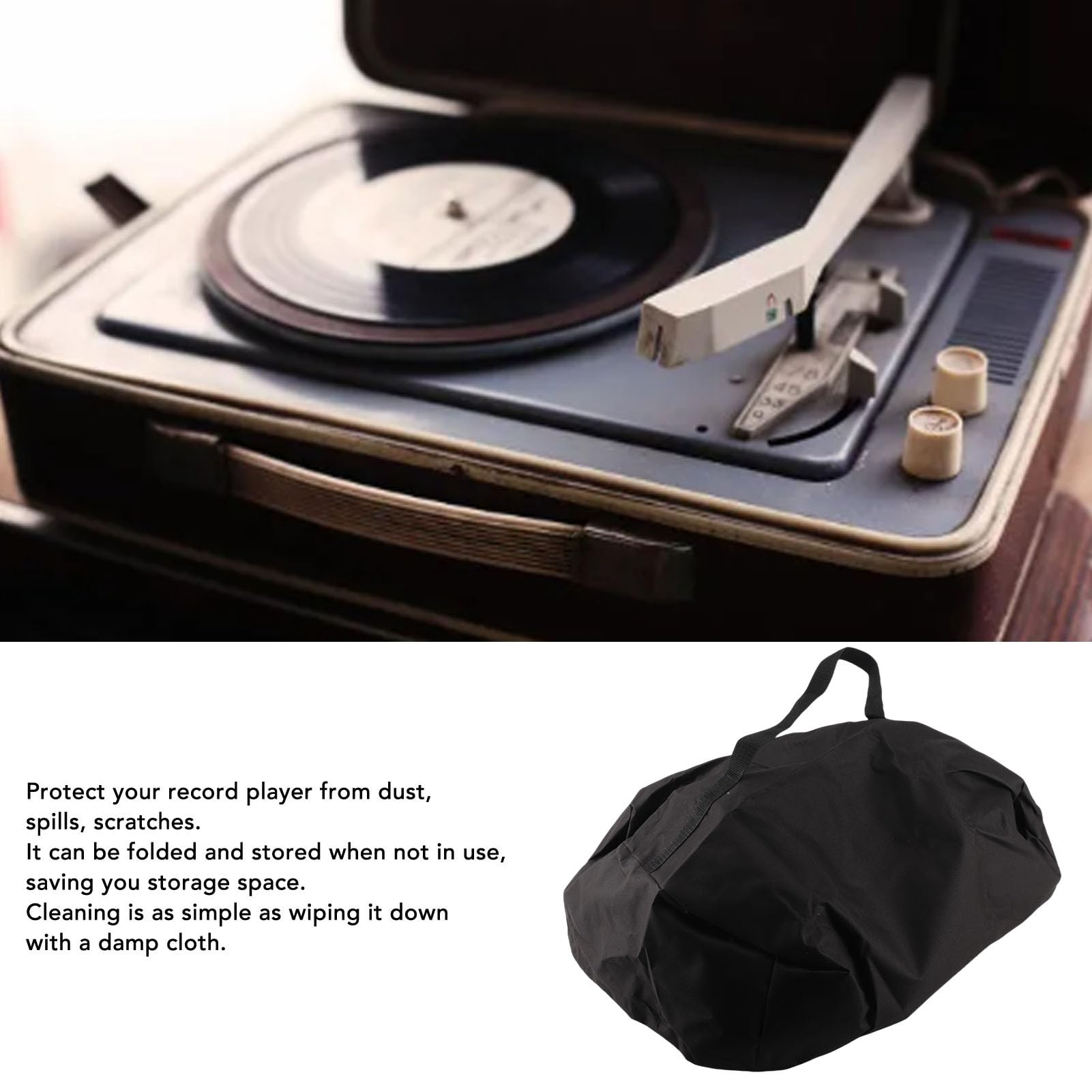 Housse Anti-poussière pour Platine Vinyle, Adaptée à la Plupart des Platines, Protecteur, Résistant à l'eau, Anti-Rayures, Tissu Oxford