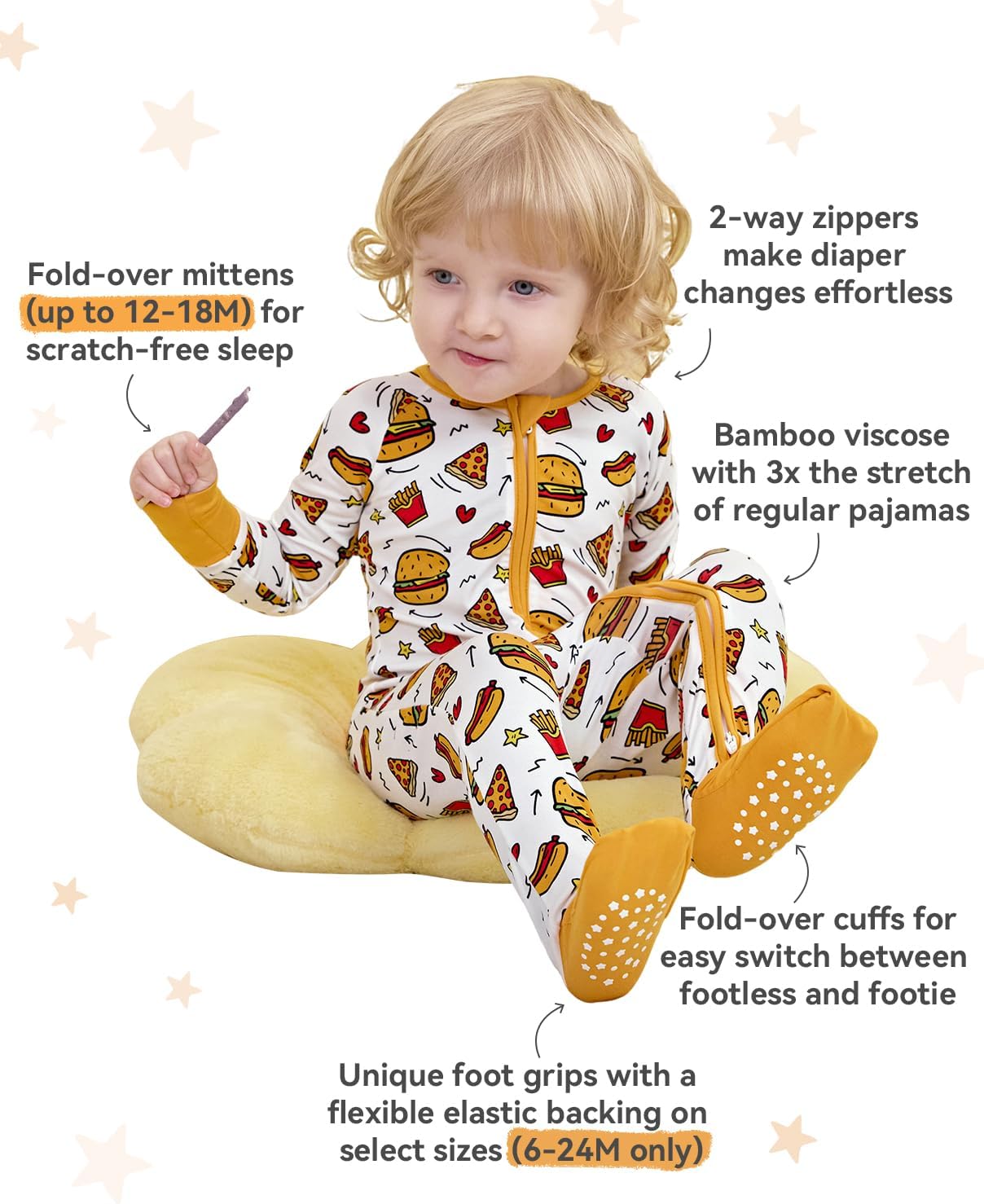 babee Reshinee Bamboo Viscose Baby Footie Pajama, Zipper Sleeper Boys Girls image 2