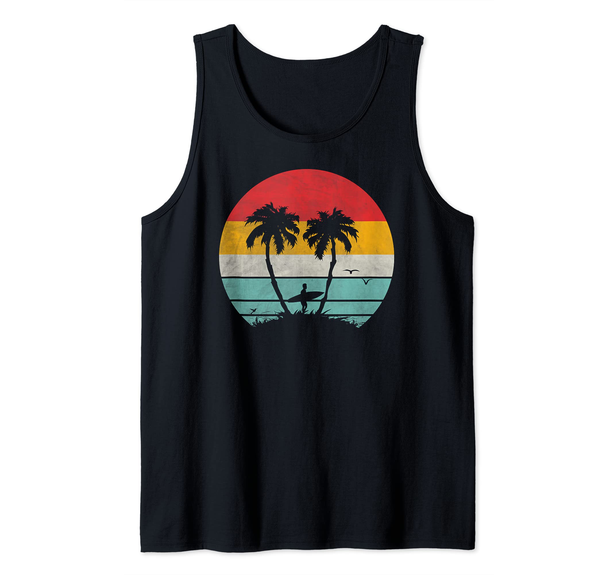 Retro Vintage Palm Tree 70s 80s Style Summer Tropical Beach Tank Top