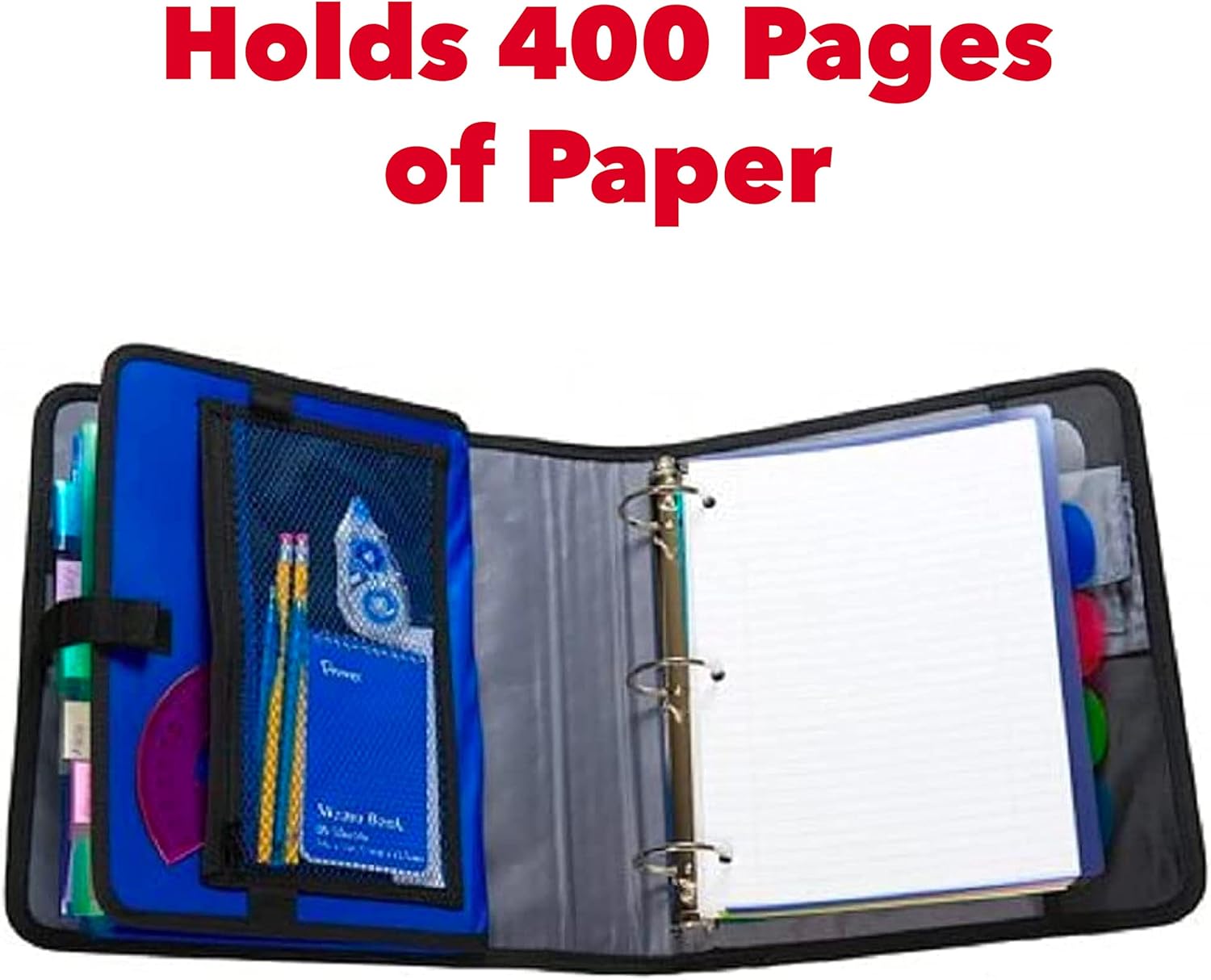 Case-it The Open Tab Secure Seal Binder - 2 Inch O-Rings - 5 Color Tab Expanding File Folder - Multiple Pockets - 400 Sheet Capacity - Red S-826-A