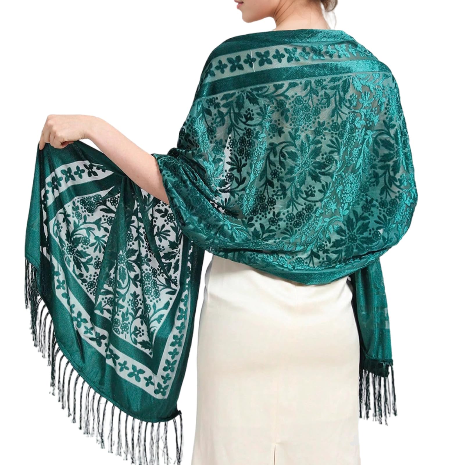Sophisticated Velvets Shawl Scarf For Women Evening Dress Shoulder Wrap Comfortable Wedding Guest Fringed Scarf Velvet Shawl