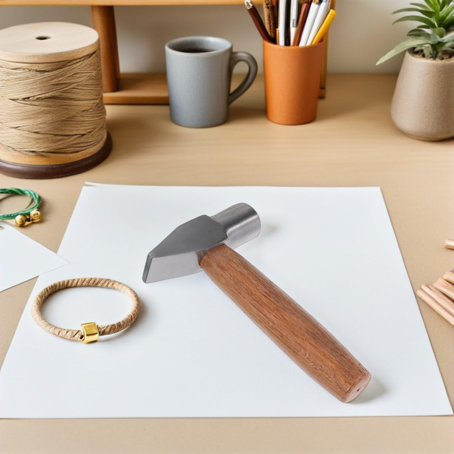 ARTIBETTER Martello a Becco d'Anatra Portatile con Manico in Legno Mini Martello Antiscivolo per Riparazione Gioielli e Lavori di Falegnameria Piccolo Strumento per Artigianato e Uso