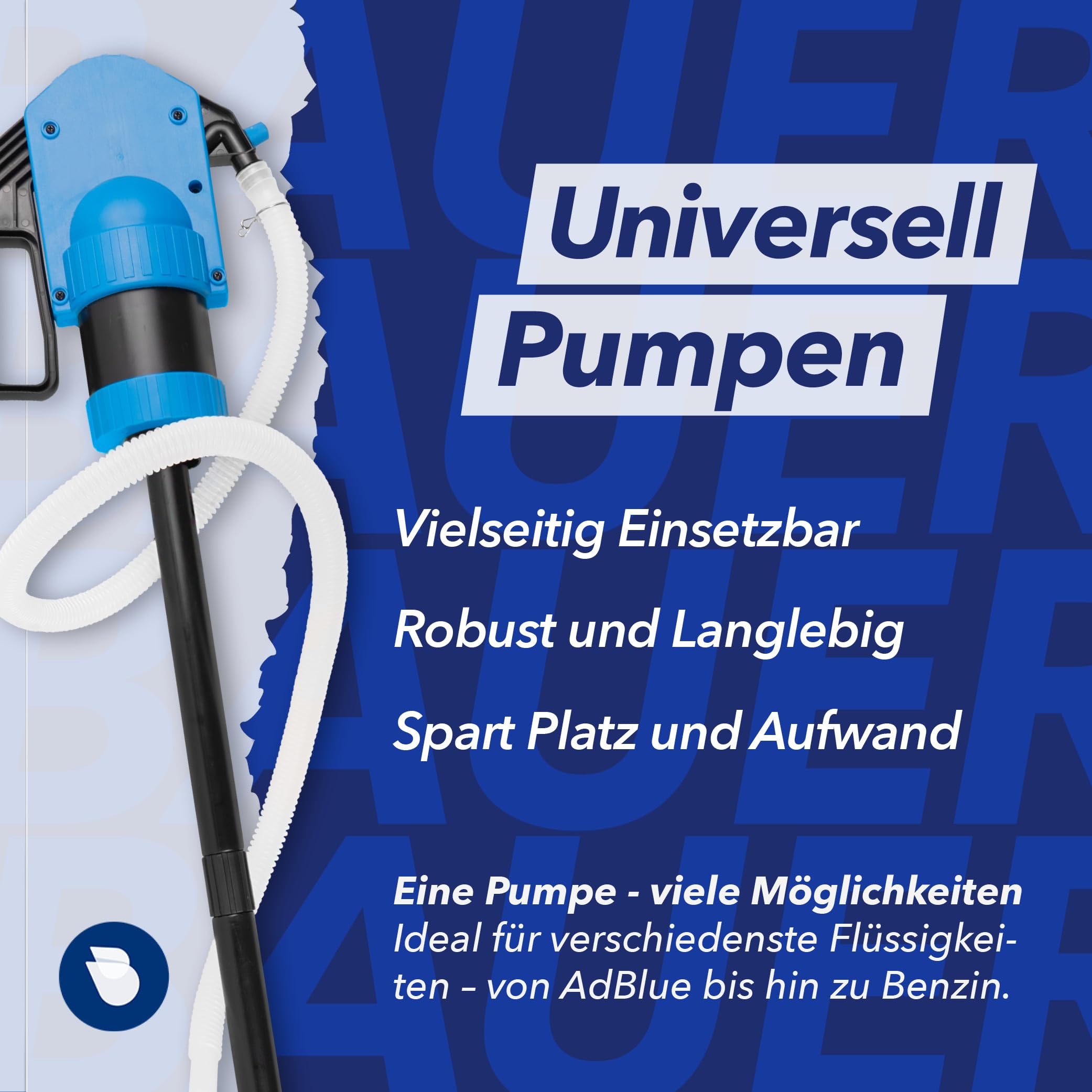 Handpumpe für 210L Fässer – Ideal für AdBlue, Scheibenfrostschutz und Wasser – Robuste Konstruktion mit hoher Förderleistung – inkl. Teleskoprohr und Abgabeschlauch