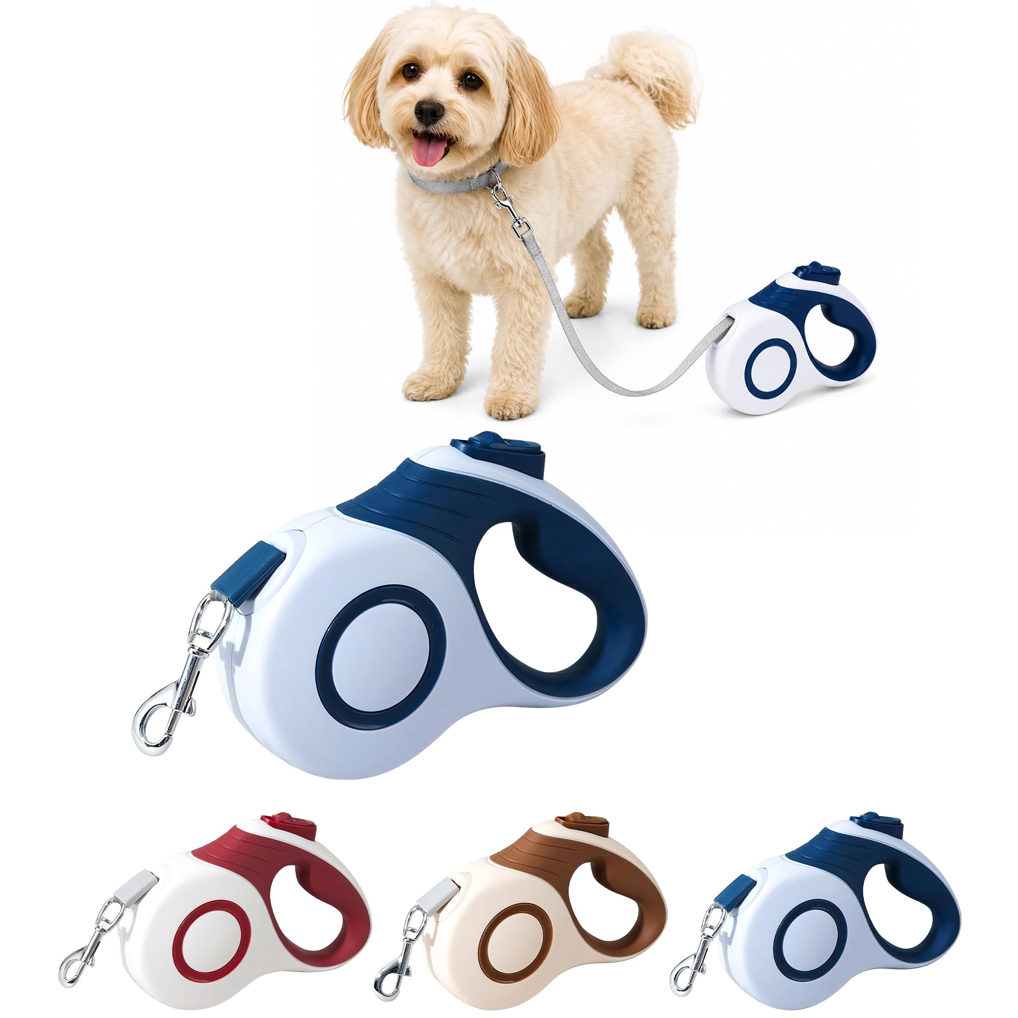 PAWSWARE Retractable Dog Lead 5m for Small to Large Dogs up to 30kg (Blue)