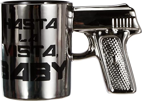 Out of the blue Mug with Pistol Grip, Stoneware, Silver, 10 x 8 x 16 cm