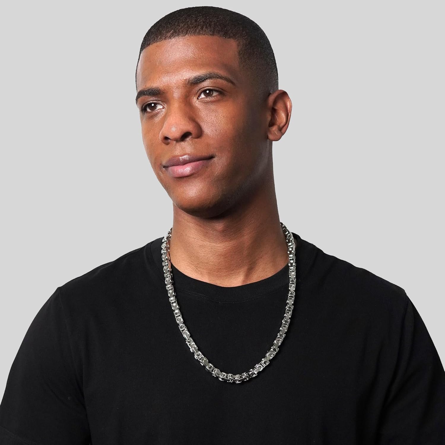 Invicta Jewelry Stainless Steel Necklace for Men, Polished Byzantine Chain (8mm) - 26-Inch - Image 4