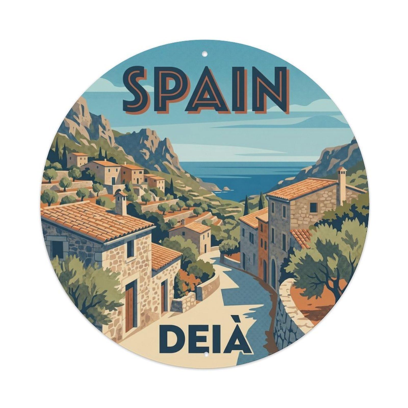 Mallorca Deia Spain Urban Travel Destination Metal Tin Sign