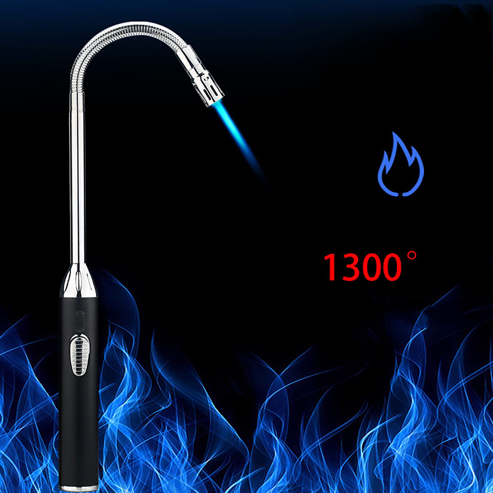 Encendedor de fuego con llama de chorro, encendedor de cocina, soplete de butano con bloqueo de seguridad, para postres, soldadura de bricolaje, barbacoa y horneado (gas butano no incluido)
