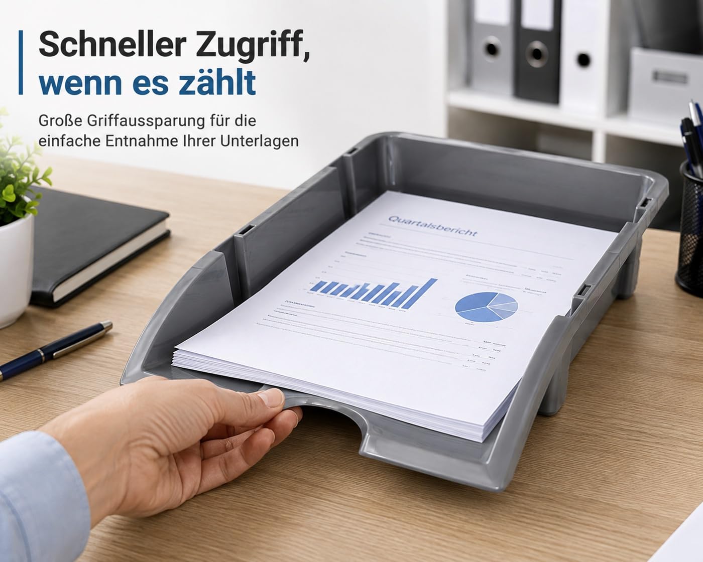 HRB Büroablage A4 26er Set, Briefkorb standart Plastik, Grau