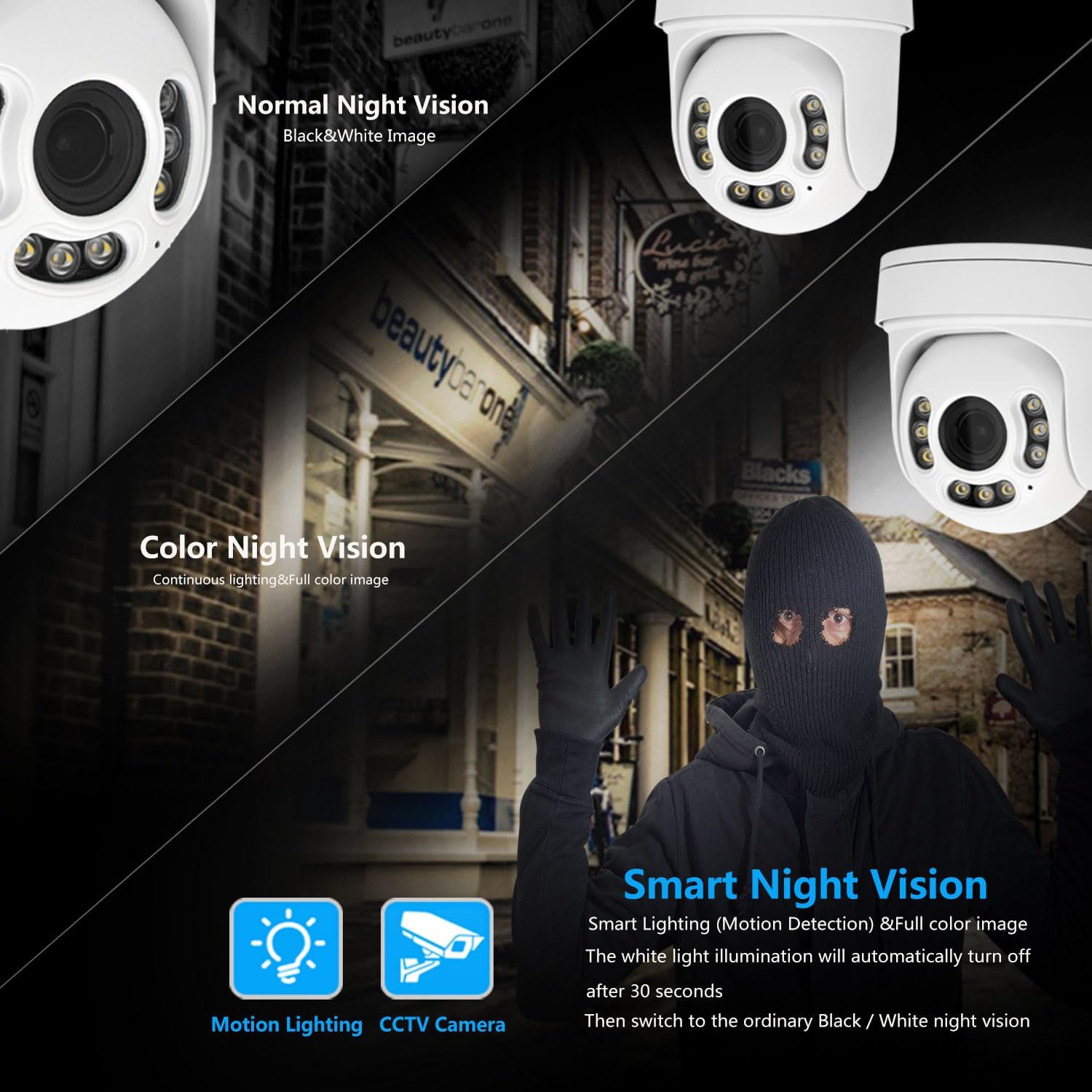 4K 8MP Wireless Security IP Camera WiFi PTZ Dome 2.7-13.5mm 5X Optical Zoom Autofocus Human Tracking 2-Way Audio Color Night Version Waterproof SD TF Card Slot Camhipro