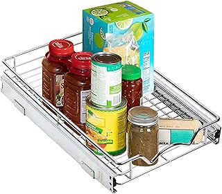 Richards Homewares Pull Out Drawer Cabinet Organizer - Heavy Duty- SlideOut Pots & Pans Sliding Shelf - Chrome One Tier 1...