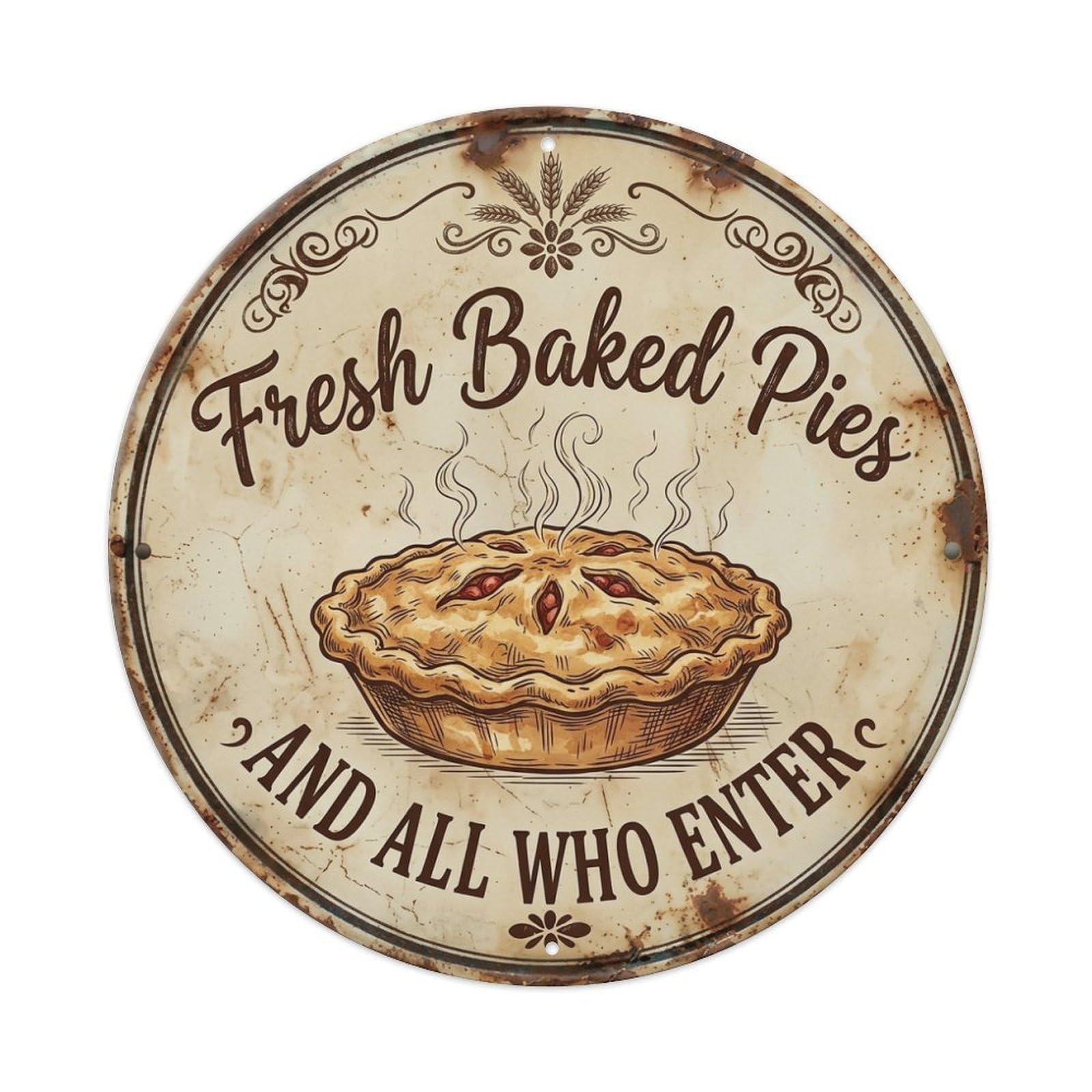 Round Tin Sign 03 - Farmhouse Bakery Vintage Metal Tin Sign Plaque Wall Decor for Cafe, Club Bar, Office, Garden Metal Poster 8x8Inch