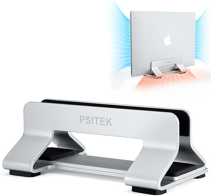 Psitek Aluminum Vertical Laptop Stand Dock Holder, Space