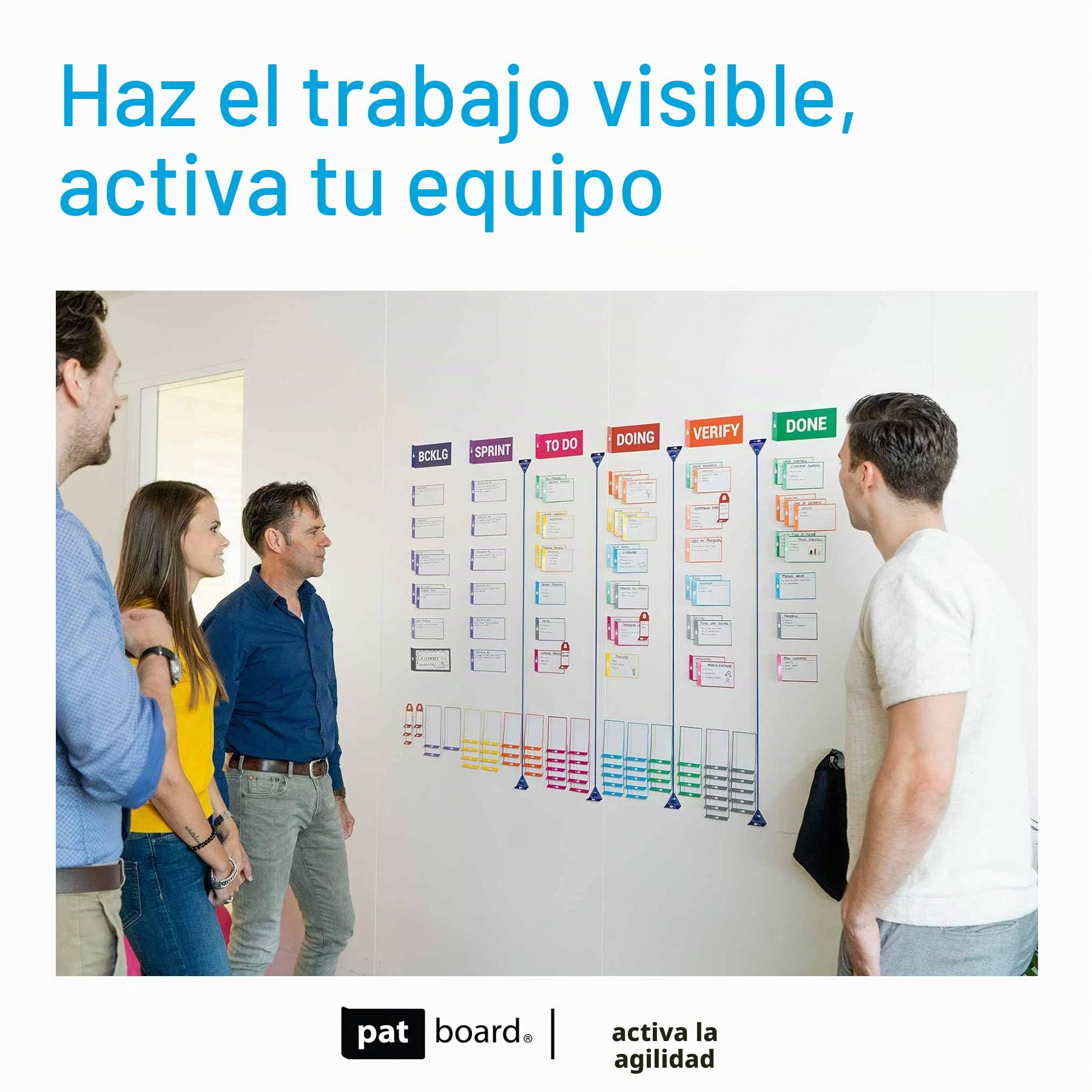PATboard Kit de Notas Magnéticas - Completo para Tablero Scrum y Tablero Kanban - Agile project management con este juego complete – Mejora la productividad de tu equipo