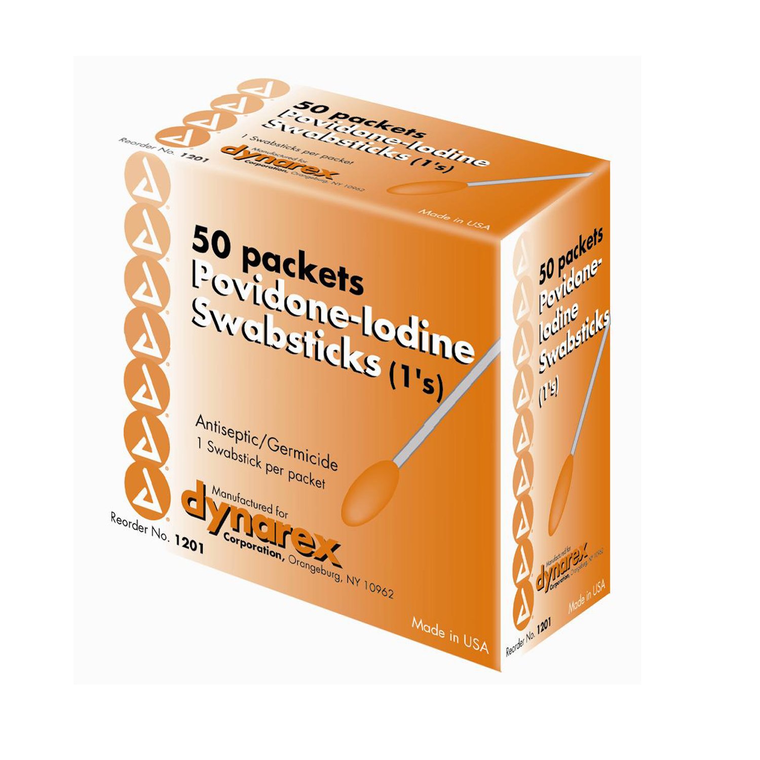 1201 Povidone Iodine Swabsticks 1's 10/50/Case