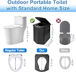 XXL 17.5" Toilette de camping portable pour adultes avec sac à main pour camions, Bateau