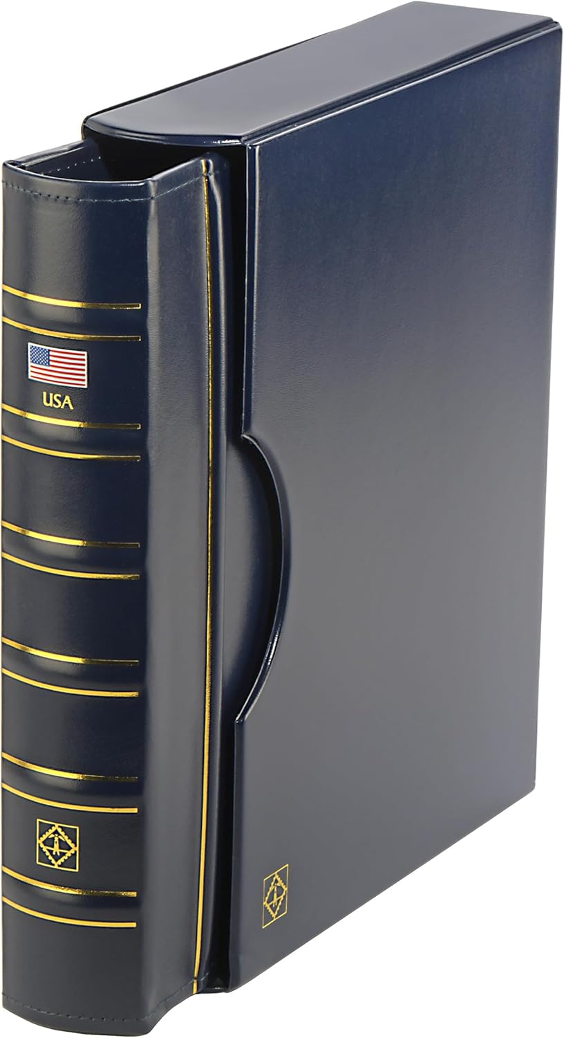 LIGHTHOUSE - GRANDE Classic Coin Album 3-Ring Binder for Grande and ENCAP Pages - With USA Emblem and Matching Slipcase