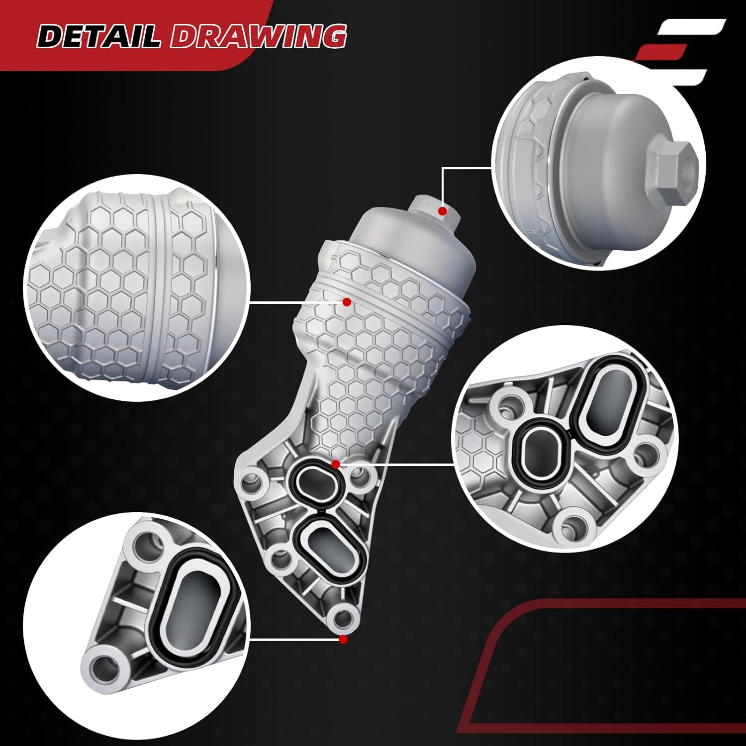 26300-3LAA0 Oil Filter Housing Kit, Compatible with Hyundai Genesis G80 (17-20) Palisade (20-24) for Kia Telluride (20-24) Sorento/Cadenza/Sedona (17-21) 3.3L/3.8L V6