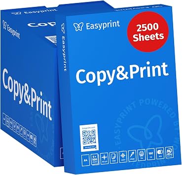 Easyprint - Papel para impresora (2500 hojas, 5 x 500 hojas, A4, color blanco brillante, CIE 160, PEFC)