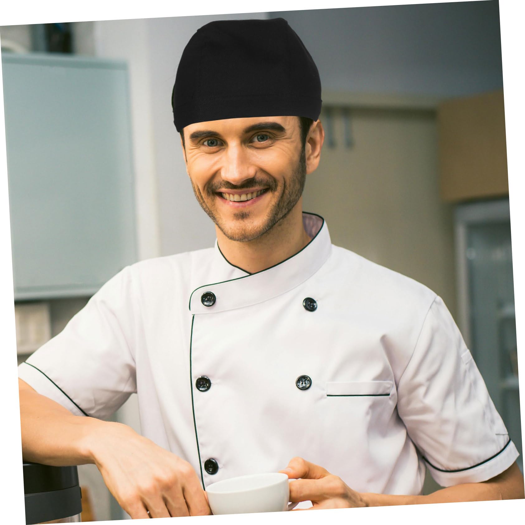 Sombrero De Cocinero Gorros Gorra Absorbente Mujer Gorro Cocinero Gorro De Cocina Sombreros De Cocina De Restaurante Gorras De Chef De Tela De Algodón Black