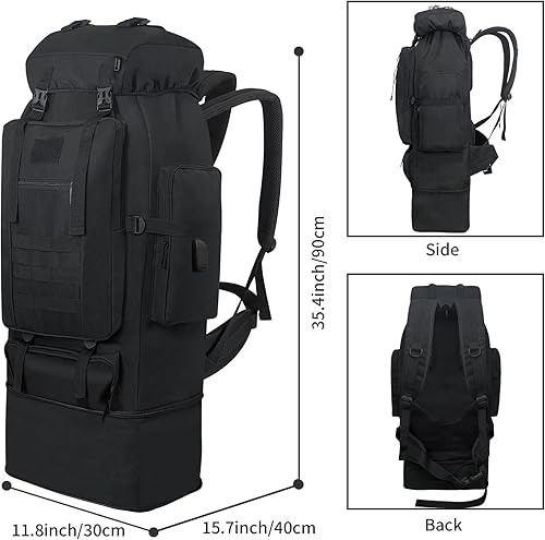 Miniatura 2 de Mochila táctica militar de 80L, 100 litros, acampada, senderismo, mochila táctica militar, resistente al agua, mochila de viaje grande al aire libre