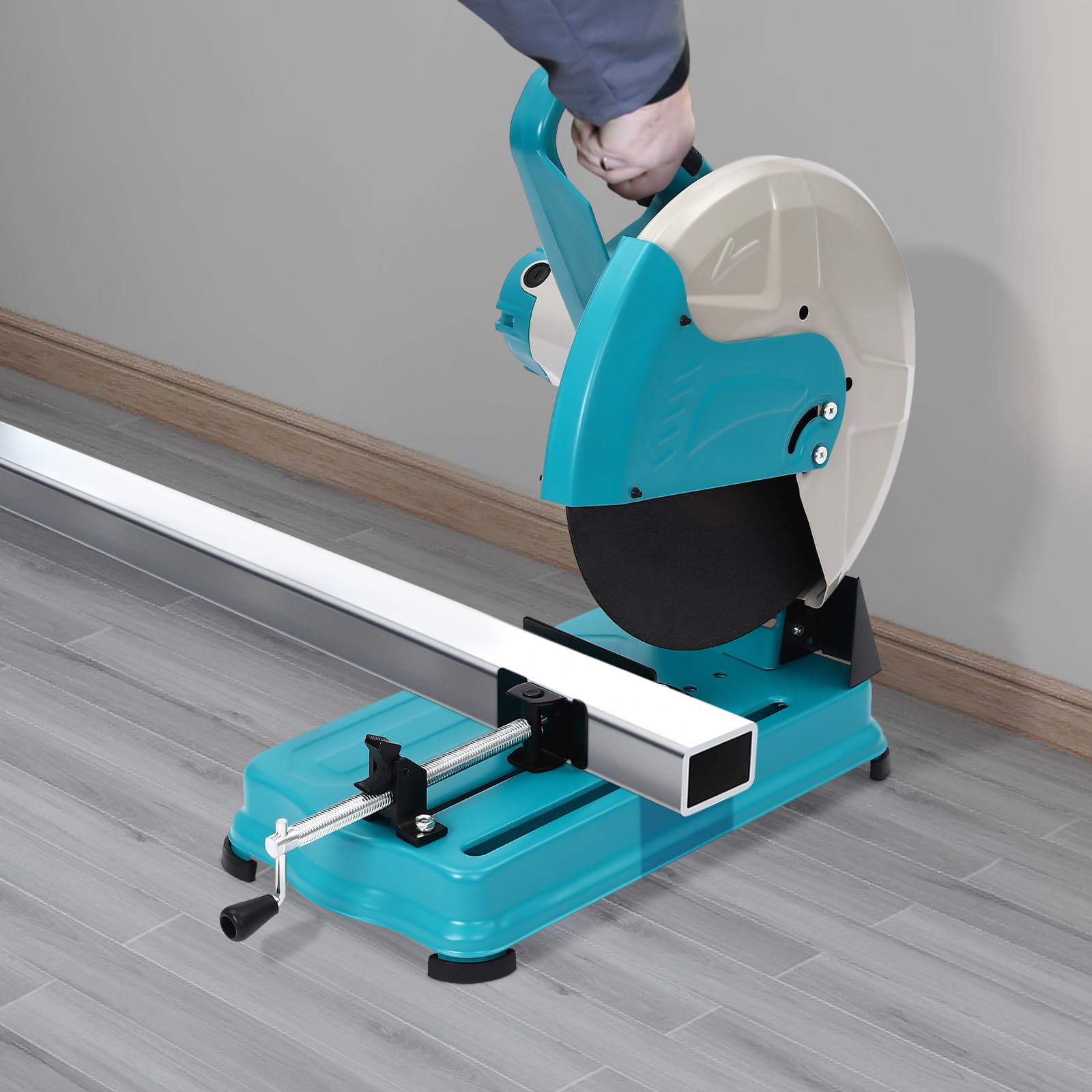 Scie à métaux 14" Scie radiale pour métal 2800 W Scie circulaire à froid 3800 tr/min Angle de coupe réglable et profondeur de coupe pliable pour couper le bois, le fer d'angle et l'acier