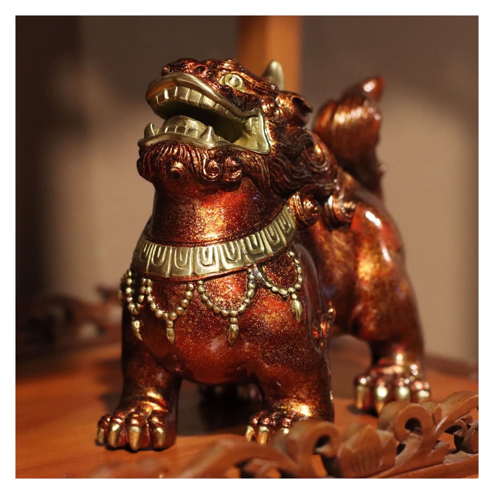 ZZlei2yu-12 Home Decor Ornament Brass Brave Bronze Sculpture Home Living Room Entrance Decorative Ornaments Copper Crafts Housewarming Opening Colorful Ornament