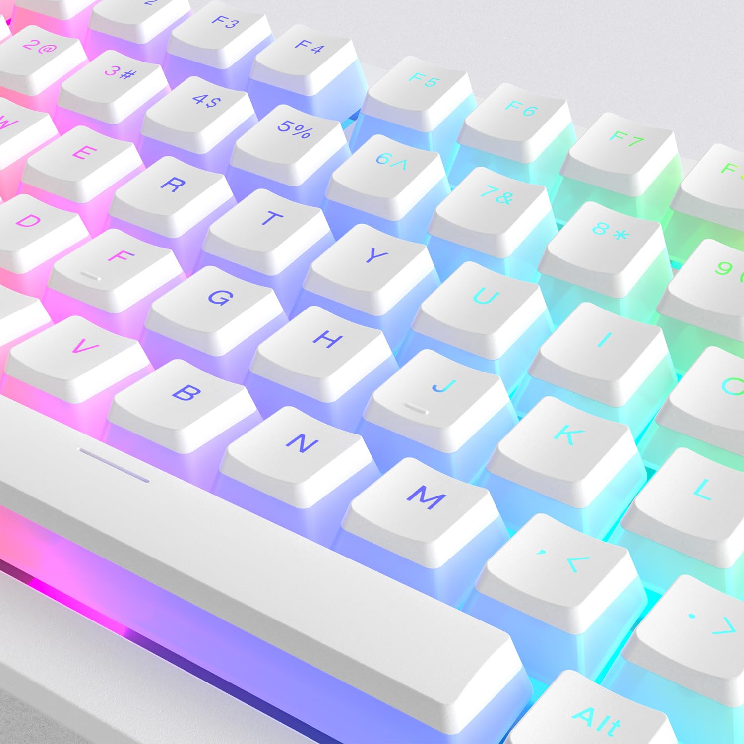 Pudding Keycaps, 165 PBT Touches Ensemble QWERTY, Profil OEM Keycaps Personnalisé ANSI US Layout, compatibilité Universelle pour Claviers à 100%, 75%, 65%, 60% - Blanc（ISO Non Inclus）