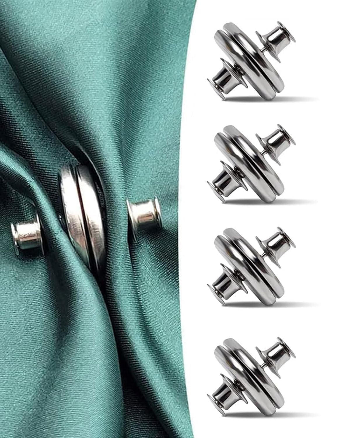 4 Pares Botones Magnéticos para Cortina, 17 mm Abrazaderas Redondas para Cortinas, Imanes para Cortinas, Accesorios De Cortinas, para Cortinas con Fugas de Luz o Que se Vuelan Alrededor