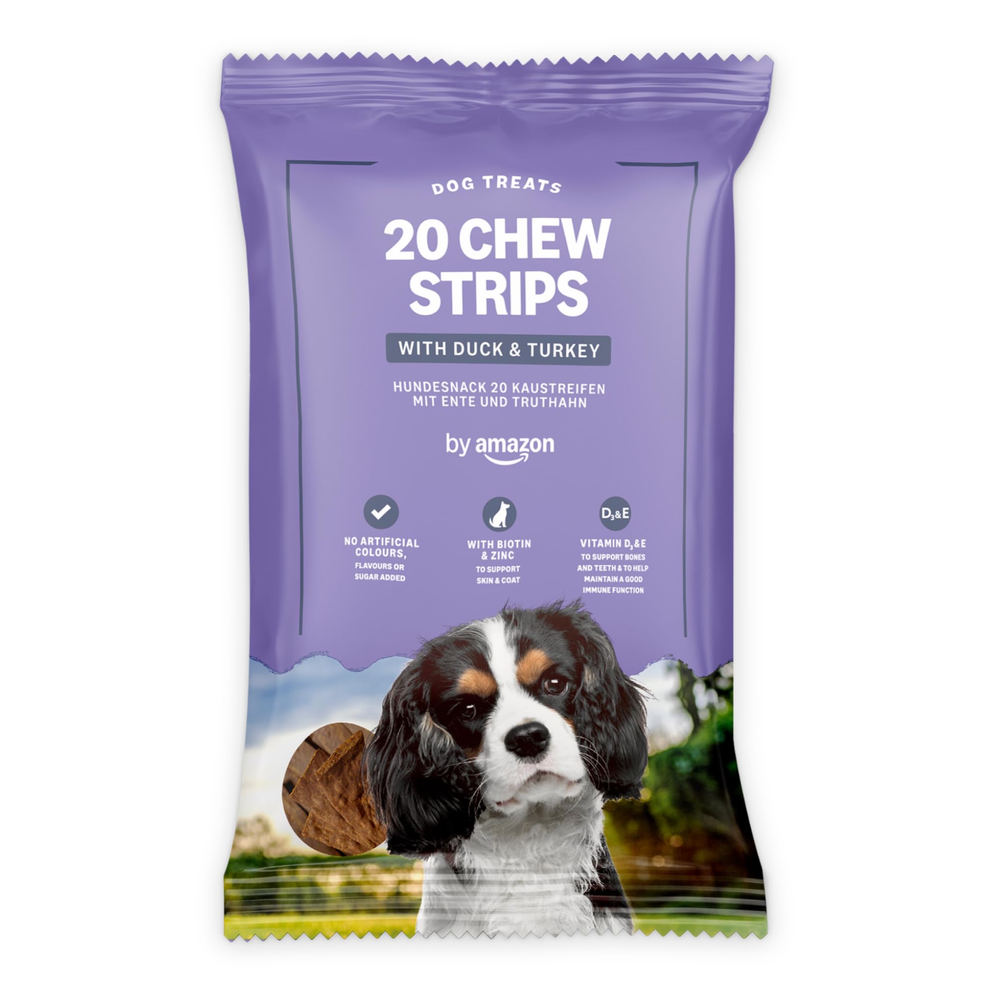 by Amazon - Dog Treats - 20 Chew Strips with Duck & Turkey, 200g
