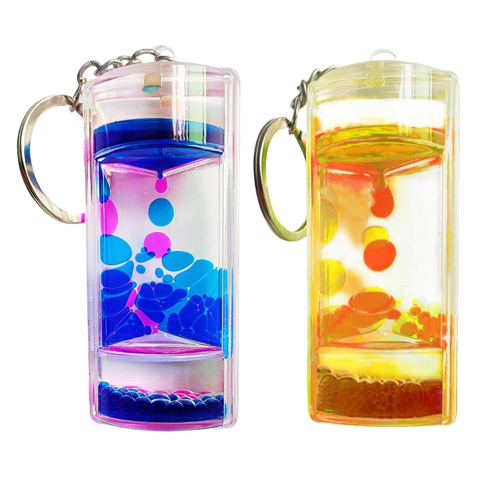 Liquid Motion Timer Keychain Creative Charm Keyrings Sensory Toy Liquid Hourglass Bubble Pendant Keychain Car Key Chain Handbag Decoration Accessories for Kids and Adults (K-2 PCS)